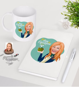 BK Gift Kişiye Özel Bayan Sınıf Öğretmeni Beyaz Defter Kalem Kupa Seti-1 (Model 1)