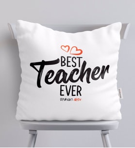 BK Gift Kişiye Özel En İyi Öğretmen Beyaz Yastık-13