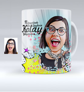 BK Gift Kişiye Özel Kadın Karikatürlü Beyaz Kupa Bardak  8, Arkadaşa Hediye, Doğum Günü Hediyesi