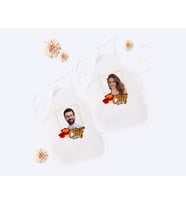 BK Gift Kişiye Özel İkili Fotoğraflı Yakışıklı ve Güzel Chef Beyaz Mutfak Önlüğü Seti-1