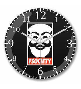 Fsociety Duvar Saati Bombeli Gercek Cam