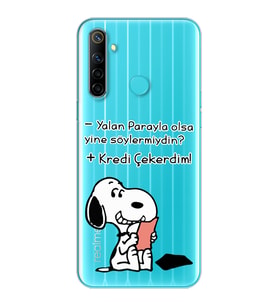 Snoopy Tasarımlı Süper Şeffaf Silikon Telefon Kılıfı Oppo Realmi 6i