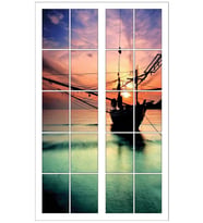 Renkselart Pencere, Tekne, Günbatimi, Deniz Duvar Sticker-14