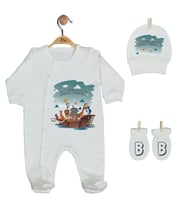 Pia Baby GL 1947-01 İsme Özel Üçlü Tulum Set