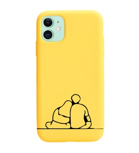 Iphone 11 Çizgi Tasarımlı Sarı Lansman Telefon Kılıfı