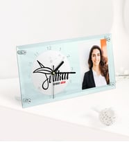 BK Gift Kişiye Özel Avukat Temalı Masaüstü Cam Saat - 9 (Beyaz)