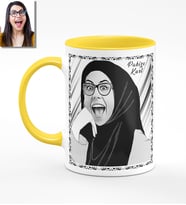 BK Gift Kişiye Özel Türbanlı Karikatürlü Sarı Kupa Bardak 40s732