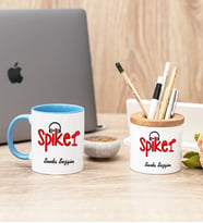 Spiker Mavi Kupa Bardak Ve Kalemlik Hediye Seti