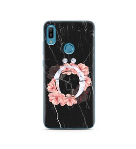 Mermer Çiçekli Harf Tasarım Süper Şeffaf Silikon Telefon Kılıfı Huawei Y6 (Prime