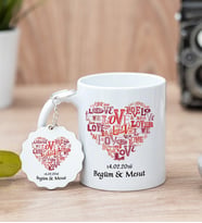 Love Tasarım Hediyelik Beyaz Kupa Bardak Ve Anahtarlık Set