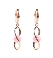 925 Ayar Gümüş Buzlu Pink Quartz Taşlı Sonsuzluk Küpe