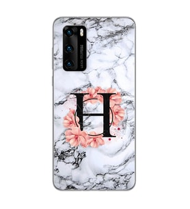 Mermer Çiçekli Harf Tasarım Süper Şeffaf Silikon Telefon Kılıfı Huawei P40 Pro H