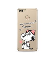 Snoopy Tasarımlı Süper Şeffaf Silikon Telefon Kılıfı Huawei Y9 2018