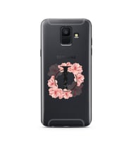 Pembe Çiçekli Harf Tasarım Süper Şeffaf Silikon Telefon Kılıfı Samsung A6 (2018)