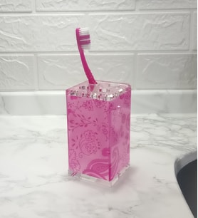 SIA Diş Fırçalık Pembe Çiçekli 6x6x12cm