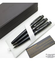 Scrikss 38 3'lü Set Mat Siyah Ahşap Deri Kutulu  Dolma Kalem + Tükenmez Kalem + Versatil Kalem Set  Scrikss Kalem  İsme Özel Kalem  Hediyelik Kalem