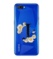 Papatya Harf Tasarım Süper Şeffaf Silikon Telefon Kılıfı Oppo Realmi C2 J-Harfi