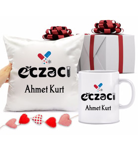 Eczacı Bardağı ve Yastığı Hediye Seti (Model 1)