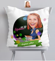 BK Gift Kişiye Özel En İyi Öğretmen Karikatürlü  Yastık  2