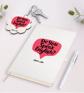 BK Gift Kişiye Özel İngilizce Öğretmeni Beyaz Defter Kalem Ve Anahtarlık Hediye Seti-14 (Model 1)