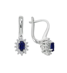 Sirius Pırlanta ve Oval Safir Taşlı Anturaj Küpe 0723E0011