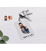 BK Gift Kişiye Özel Baba Oğul Karikatürlü Şeffaf Pleksi Anahtarlık-1 (Beyaz)