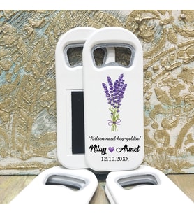 Uzun Açacaklı Hediyelik Magnet - Lavanta Tasarım - Düğün, Nişan, Söz, Nikah Hatırası