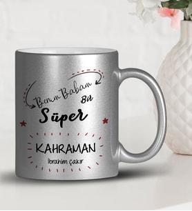 BK Gift Kişiye Özel Babalar Günü Temalı Gümüş Yaldızlı Kupa Bardak 17421