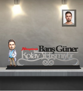 Kişiye Özel Doktor Karikatürlü Kolay Yetişmiyor Ahşap Biblo Bay-5