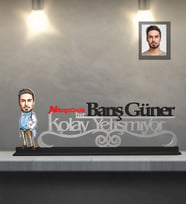 Kişiye Özel Doktor Karikatürlü Kolay Yetişmiyor Ahşap Biblo Bay-5