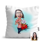 BK Gift Kişiye Özel Ev Hanımı Karikatür  Yastık  2