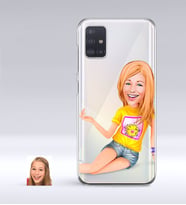 BK Gift Kişiye Özel Bayan Karikatürlü Samsung Galaxy A51 İnce Şeffaf Silikon Telefon Kapağı-42 (Beyaz)