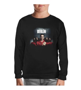 La Casa De Papel - Berlin Red Siyah Çocuk Sweatshirt