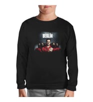 La Casa De Papel - Berlin Red Siyah Çocuk Sweatshirt