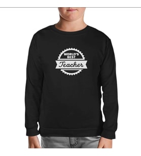 World's Best Teacher Öğretmenler Günü Siyah Çocuk Sweatshirt