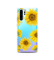 Ayçiçeği Tasarımlı Süper Şeffaf Silikon Telefon Kılıfı Huawei P30 Pro 