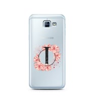 Pembe Çiçekli Harf Tasarım Süper Şeffaf Silikon Telefon Kılıfı Samsung A8 (2016)