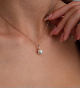 Else Silver 925 Ayar Gümüş Beyaz Küre İnci Kolye