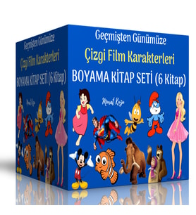 Geçmişten Günümüze Çizgi Film Karakterleri Boyama Kitap Seti (6 Kitap)