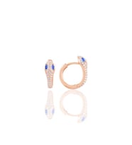 Söğütlü Silver Gümüş rose safir taşlı yılan halka küpe
