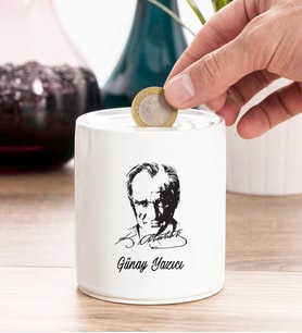 Atatürk Siluetli Kişiye Özel Kumbara
