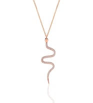 Söğütlü Silver Gümüş rose zirkon taşlı yılan kolye