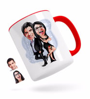 BK Gift Kişiye Özel Sevgililer Karikatürlü Kırmızı Kupa Bardak-6