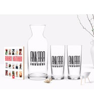BK Gift Kişiye Özel Renkli Baskılı Ankara Tasarımlı Turistik İkili Rakı Bardağı Karaf ve Cep Kitabı Hediye Seti-1 (Model 1)