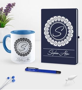 BK Gift Kişiye Özel İsimli Lacivert Defter Kalem Kupa Seti - 2 (Model 1)