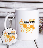 BK Gift Kişiye Özel Mesleki Ar-Ge Mühendisi Beyaz Kupa ve Anahtarlık Hediye Seti-2 (Model 1)