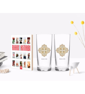 BK Gift Kişiye Özel Renkli Baskılı İsimli İkili Rakı Bardağı ve Rakı Cep Kitabı Hediye Seti-107 (Model 1)