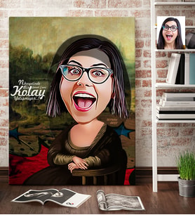 BK Gift Kişiye Özel Mona Lisa Karikatür Kanvas Tablo 70x100cm 1