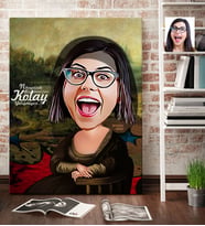 BK Gift Kişiye Özel Mona Lisa Karikatür Kanvas Tablo 70x100cm 1
