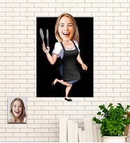Kişiye Özel Hediye Aşçı Karikatür Ahşap Tablo